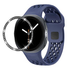 Diamond Bezel and Black Reverse Buckle Silicone Watch Band