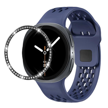 Diamond Bezel and Black Reverse Buckle Silicone Watch Band, For Samsung Galaxy Watch8 44mm, For Samsung Galaxy Watch8 40mm - DealBuddy
