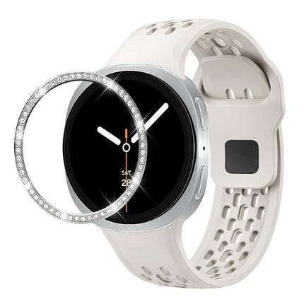 Diamond Bezel and Black Reverse Buckle Silicone Watch Band, For Samsung Galaxy Watch8 44mm, For Samsung Galaxy Watch8 40mm - DealBuddy