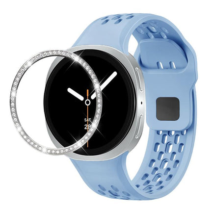 Diamond Bezel and Black Reverse Buckle Silicone Watch Band