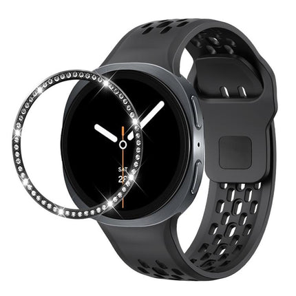 Diamond Bezel and Black Reverse Buckle Silicone Watch Band