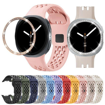 Diamond Bezel and Black Reverse Buckle Silicone Watch Band