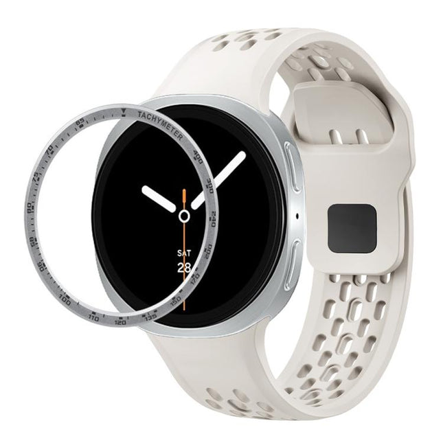Speed Bezel and Black Reverse Buckle Silicone Watch Band, For Samsung Galaxy Watch8 44mm, For Samsung Galaxy Watch8 40mm - DealBuddy