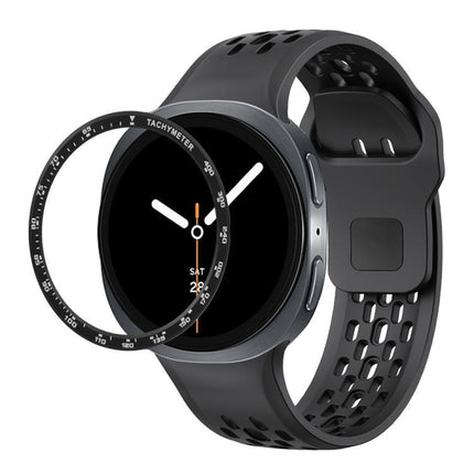 Speed Bezel and Black Reverse Buckle Silicone Watch Band, For Samsung Galaxy Watch8 44mm, For Samsung Galaxy Watch8 40mm - DealBuddy