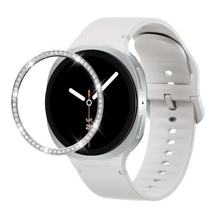 Diamond Bezel and Solid Color Stitched Silicone Watch Band, For Samsung Galaxy Watch8 44mm, For Samsung Galaxy Watch8 40mm - DealBuddy