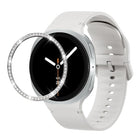 Diamond Bezel and Solid Color Stitched Silicone Watch Band, For Samsung Galaxy Watch8 44mm, For Samsung Galaxy Watch8 40mm - DealBuddy