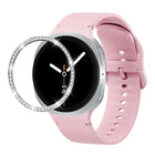 Diamond Bezel and Solid Color Stitched Silicone Watch Band
