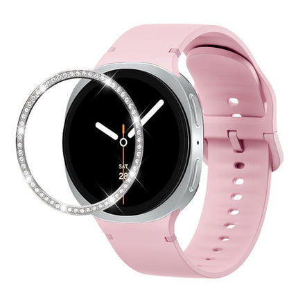Diamond Bezel and Solid Color Stitched Silicone Watch Band, For Samsung Galaxy Watch8 44mm, For Samsung Galaxy Watch8 40mm - DealBuddy