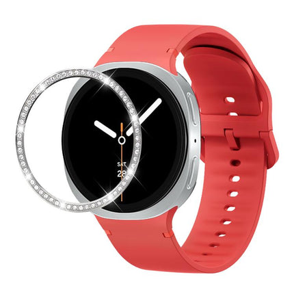 Diamond Bezel and Solid Color Stitched Silicone Watch Band