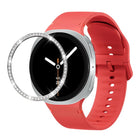Diamond Bezel and Solid Color Stitched Silicone Watch Band