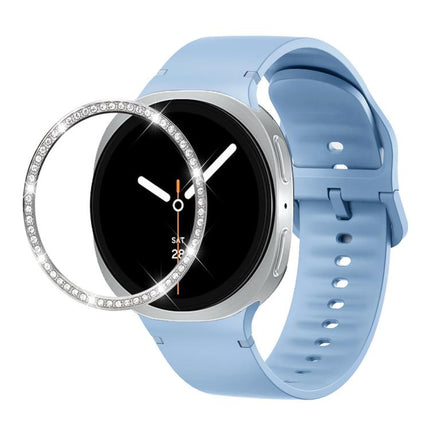 Diamond Bezel and Solid Color Stitched Silicone Watch Band
