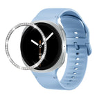 Diamond Bezel and Solid Color Stitched Silicone Watch Band