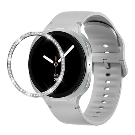 Diamond Bezel and Solid Color Stitched Silicone Watch Band