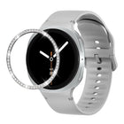Diamond Bezel and Solid Color Stitched Silicone Watch Band, For Samsung Galaxy Watch8 44mm, For Samsung Galaxy Watch8 40mm - DealBuddy