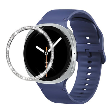 Diamond Bezel and Solid Color Stitched Silicone Watch Band