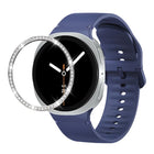 Diamond Bezel and Solid Color Stitched Silicone Watch Band
