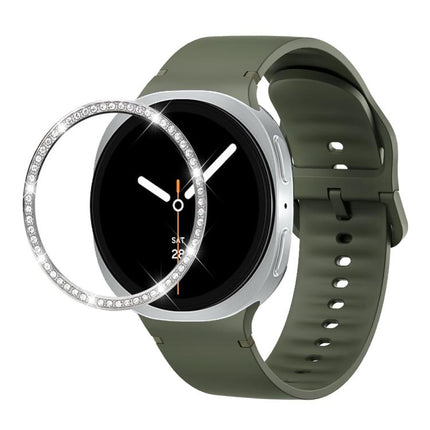 Diamond Bezel and Solid Color Stitched Silicone Watch Band