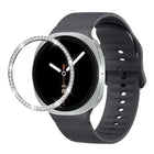 Diamond Bezel and Solid Color Stitched Silicone Watch Band