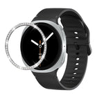 Diamond Bezel and Solid Color Stitched Silicone Watch Band