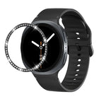 Diamond Bezel and Solid Color Stitched Silicone Watch Band