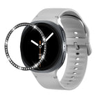 Diamond Bezel and Solid Color Stitched Silicone Watch Band