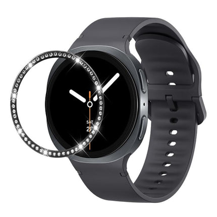 Diamond Bezel and Solid Color Stitched Silicone Watch Band