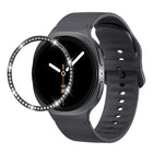 Diamond Bezel and Solid Color Stitched Silicone Watch Band