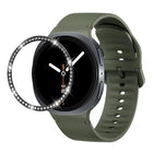 Diamond Bezel and Solid Color Stitched Silicone Watch Band