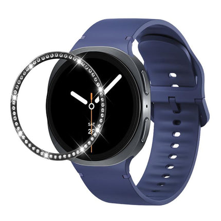 Diamond Bezel and Solid Color Stitched Silicone Watch Band