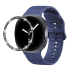Diamond Bezel and Solid Color Stitched Silicone Watch Band