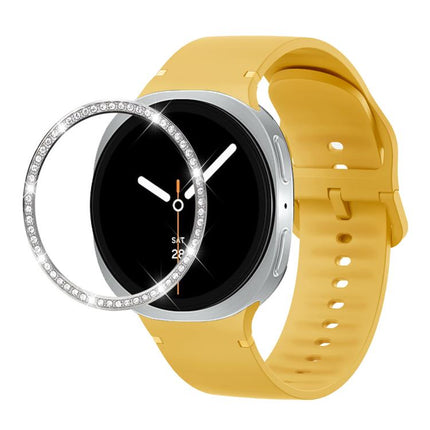 Diamond Bezel and Solid Color Stitched Silicone Watch Band