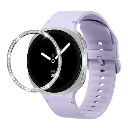 Diamond Bezel and Solid Color Stitched Silicone Watch Band