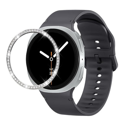 Diamond Bezel and Solid Color Stitched Silicone Watch Band