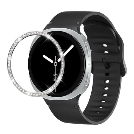 Diamond Bezel and Solid Color Stitched Silicone Watch Band