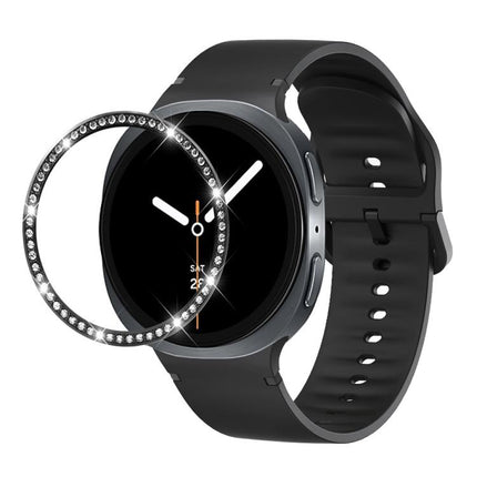 Diamond Bezel and Solid Color Stitched Silicone Watch Band