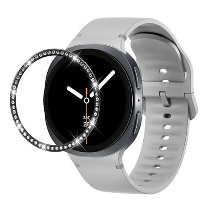 Diamond Bezel and Solid Color Stitched Silicone Watch Band