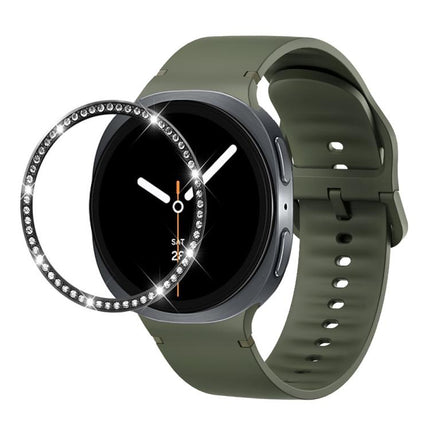 Diamond Bezel and Solid Color Stitched Silicone Watch Band