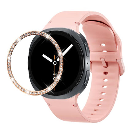 Diamond Bezel and Solid Color Stitched Silicone Watch Band