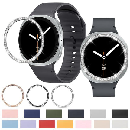 Diamond Bezel and Solid Color Stitched Silicone Watch Band