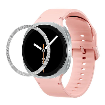 Rhombic Texture Bezel and Solid Color Stitched Silicone Watch Band