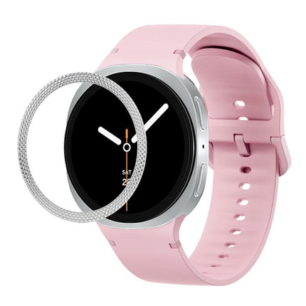 Rhombic Texture Bezel and Solid Color Stitched Silicone Watch Band, For Samsung Galaxy Watch8 44mm, For Samsung Galaxy Watch8 40mm - DealBuddy