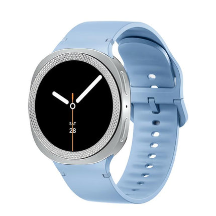 Rhombic Texture Bezel and Solid Color Stitched Silicone Watch Band, For Samsung Galaxy Watch8 44mm, For Samsung Galaxy Watch8 40mm - DealBuddy