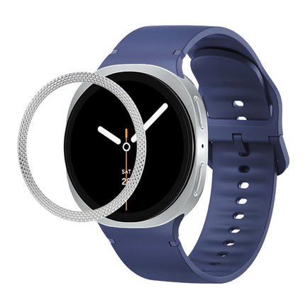 Rhombic Texture Bezel and Solid Color Stitched Silicone Watch Band
