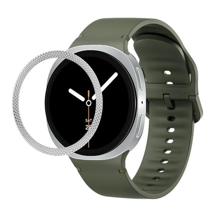 Rhombic Texture Bezel and Solid Color Stitched Silicone Watch Band