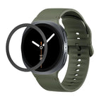 Rhombic Texture Bezel and Solid Color Stitched Silicone Watch Band