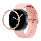 Rhombic Texture Bezel and Solid Color Stitched Silicone Watch Band, For Samsung Galaxy Watch8 44mm, For Samsung Galaxy Watch8 40mm - DealBuddy