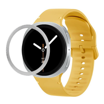 Rhombic Texture Bezel and Solid Color Stitched Silicone Watch Band