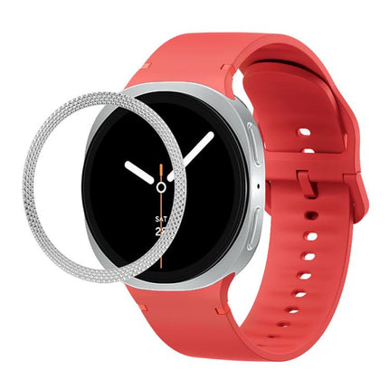 Rhombic Texture Bezel and Solid Color Stitched Silicone Watch Band