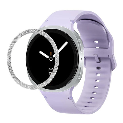 Rhombic Texture Bezel and Solid Color Stitched Silicone Watch Band