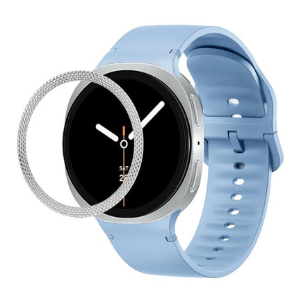 Rhombic Texture Bezel and Solid Color Stitched Silicone Watch Band